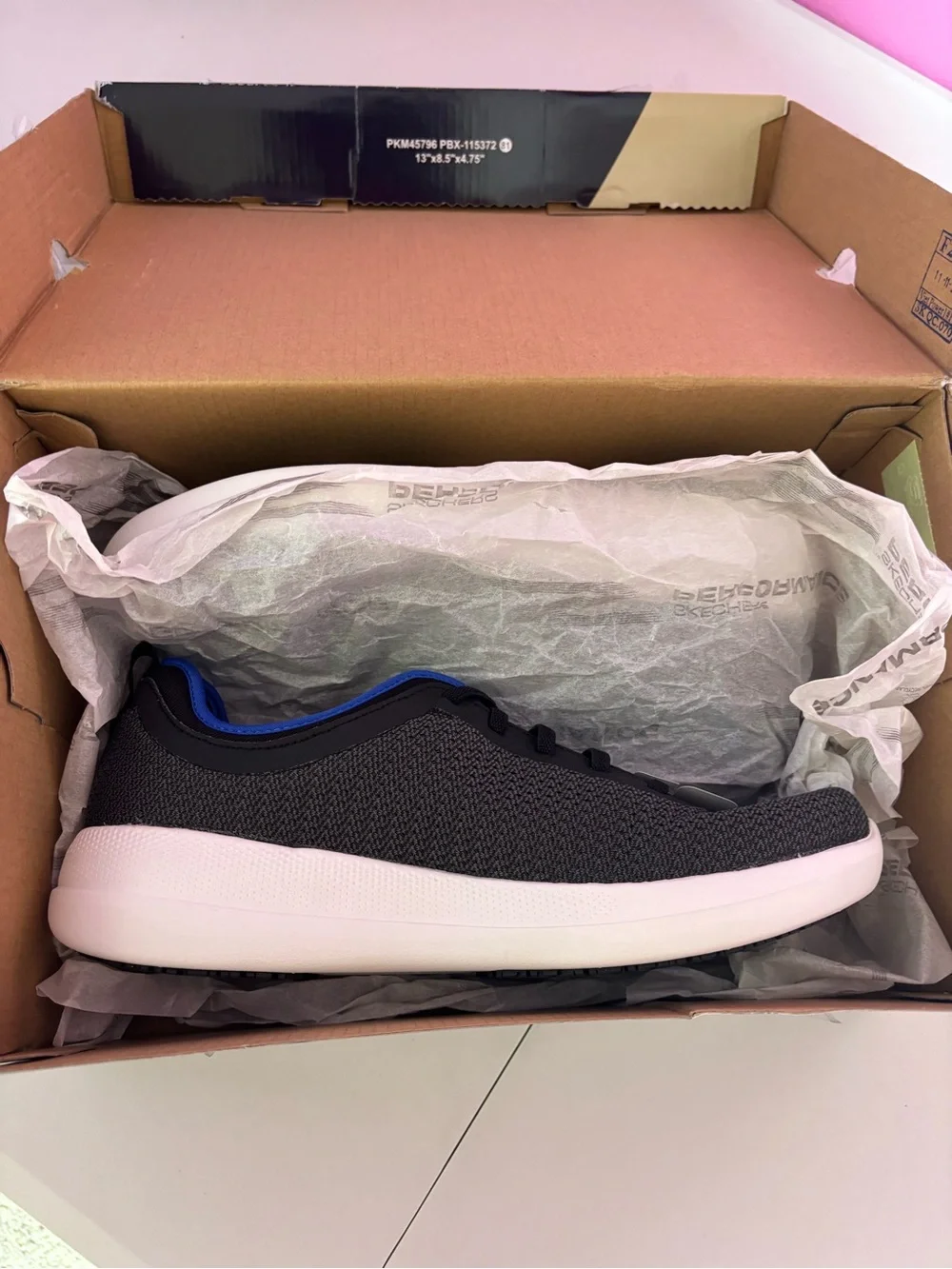 Skechers GOwalk Flex EZ Fit Men’s Black Blue Shoes Size 7.5 NWT